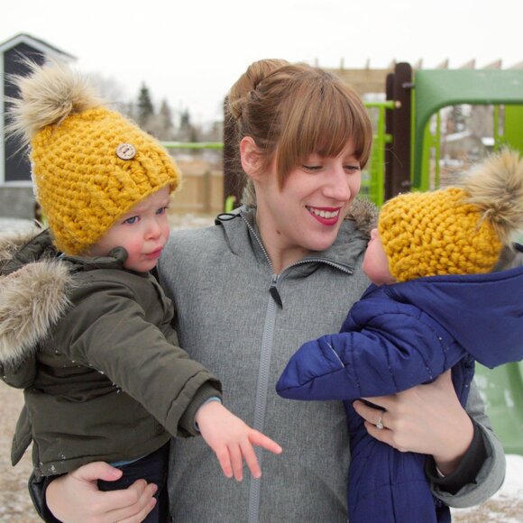 Crochet, Mustard Vegan Hat, Removable Pompom ,Winter hat, Toque, Baby Beanie - Picture 3 of 8